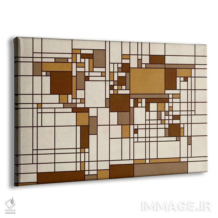 تابلو نقشهٔ جهان (سبک انتزاعی موندریان) اثر مایکل تامپست - نمای پرسپکتیو محصول