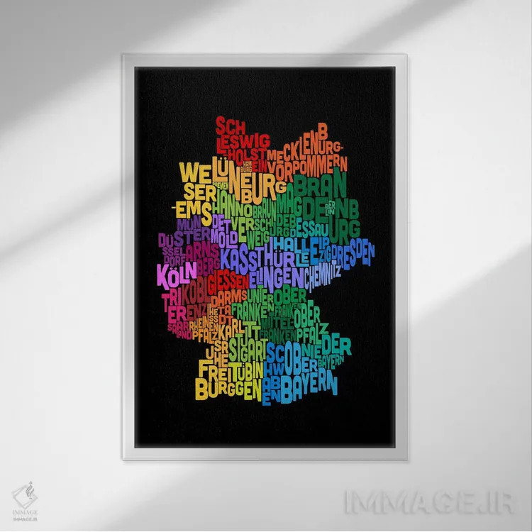 تابلو نقشهٔ متنی آلمان ۲ اثر مایکل تامپست - نمای قابدار سفید