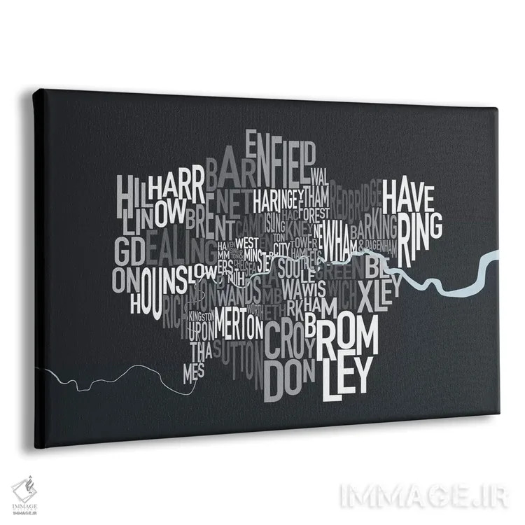 تابلو نقشهٔ متنی لندن اثر مایکل تامپست - نمای پرسپکتیو محصول