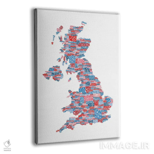 تابلو نقشهٔ متنی شهرهای بریتانیا اثر مایکل تامپست - نمای پرسپکتیو محصول