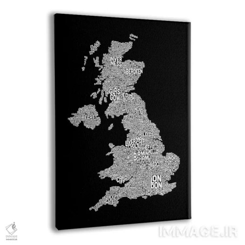 تابلو نقشهٔ متنی شهرهای بریتانیا ۲ اثر مایکل تامپست - نمای پرسپکتیو محصول