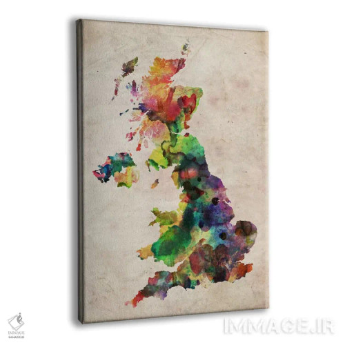 تابلو نقشهٔ پادشاهی متحد با آبرنگ اثر مایکل تامپست - نمای پرسپکتیو محصول