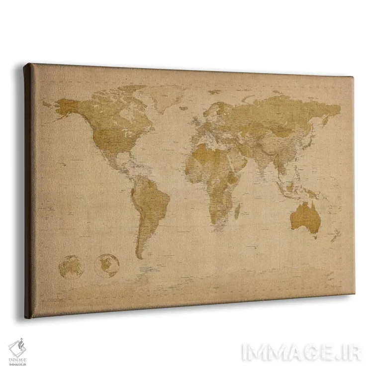 تابلو نقشهٔ قدیمی جهان II اثر مایکل تامپست - نمای پرسپکتیو محصول