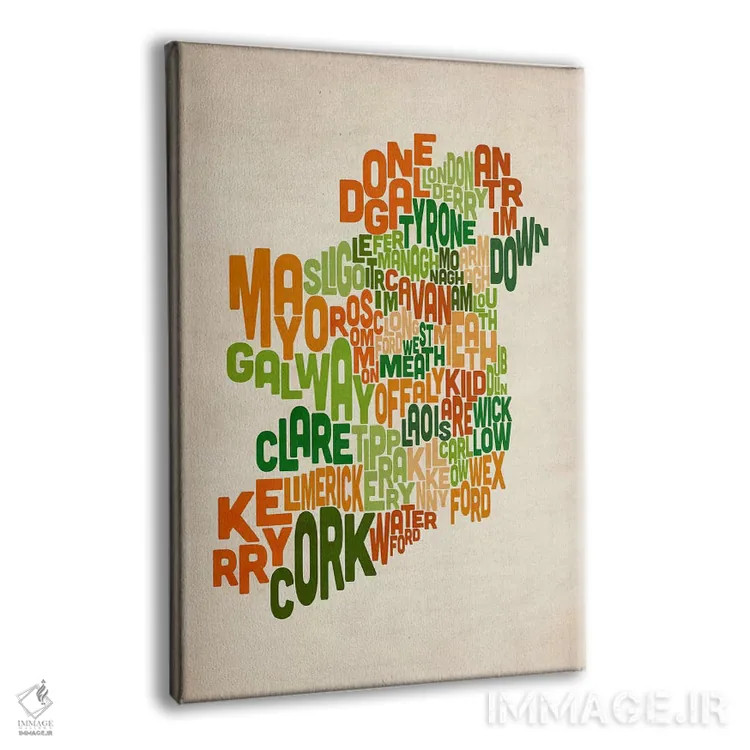 تابلو نقشهٔ متنی ایرلند VI اثر مایکل تامپست - نمای پرسپکتیو محصول