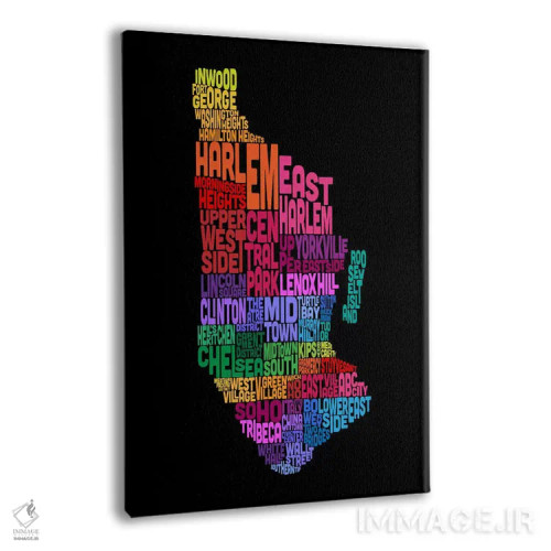 تابلو نقشهٔ تایپوگرافیک نیویورک اثر مایکل تامپست - نمای پرسپکتیو محصول
