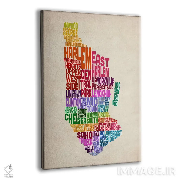 تابلو نقشهٔ تایپوگرافیک نیویورک II اثر مایکل تامپست - نمای پرسپکتیو محصول