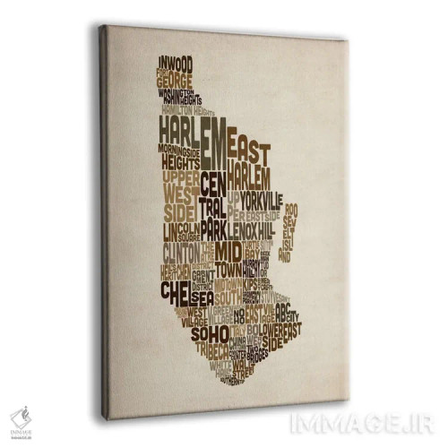 تابلو نقشهٔ تایپوگرافیک نیویورک III اثر مایکل تامپست - نمای پرسپکتیو محصول