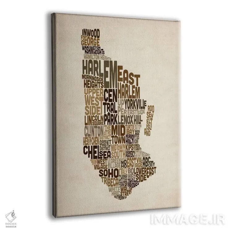 تابلو نقشهٔ تایپوگرافیک نیویورک III اثر مایکل تامپست - نمای پرسپکتیو محصول