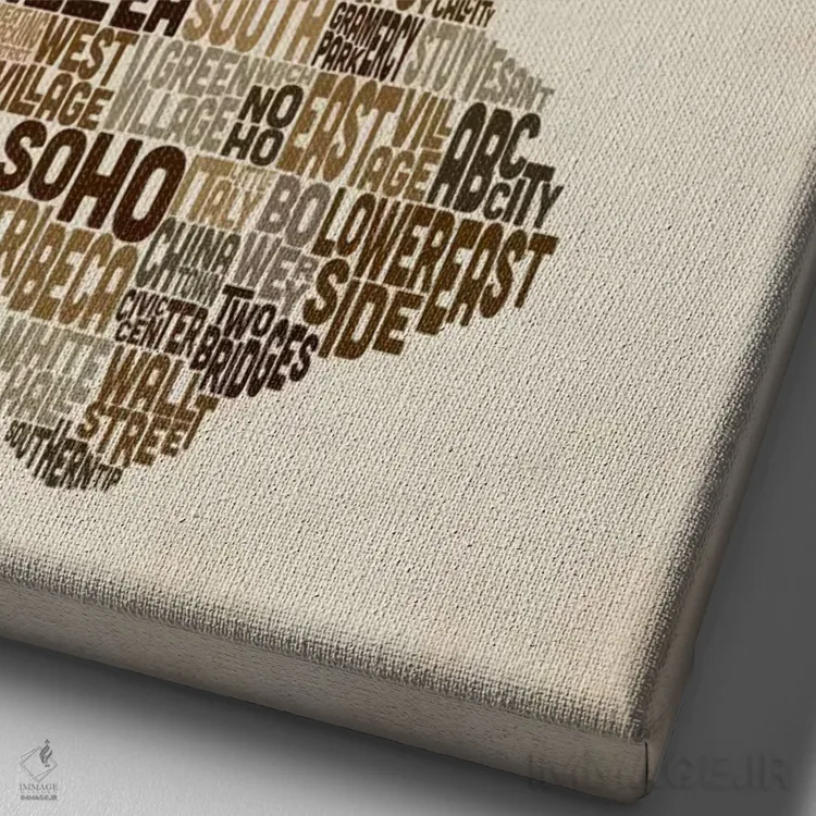 تابلو نقشهٔ تایپوگرافیک نیویورک III اثر مایکل تامپست - نمای نزدیک بافت بوم