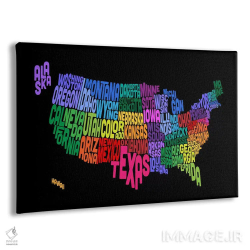 تابلو نقشهٔ تایپوگرافیک ایالتهای آمریکا III اثر مایکل تامپست - نمای پرسپکتیو محصول