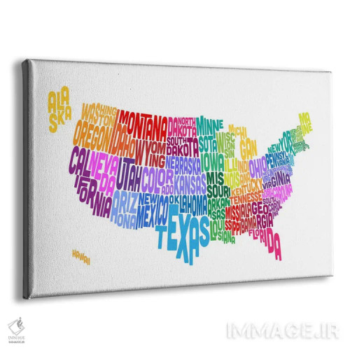 تابلو نقشهٔ تایپوگرافیک ایالتهای آمریکا اثر مایکل تامپست - نمای پرسپکتیو محصول