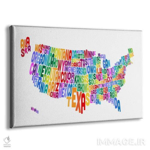 تابلو نقشهٔ تایپوگرافیک ایالتهای آمریکا IV اثر مایکل تامپست - نمای پرسپکتیو محصول