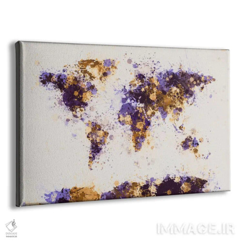تابلو نقشهٔ جهان با پاشش رنگ اثر مایکل تامپست - نمای پرسپکتیو محصول