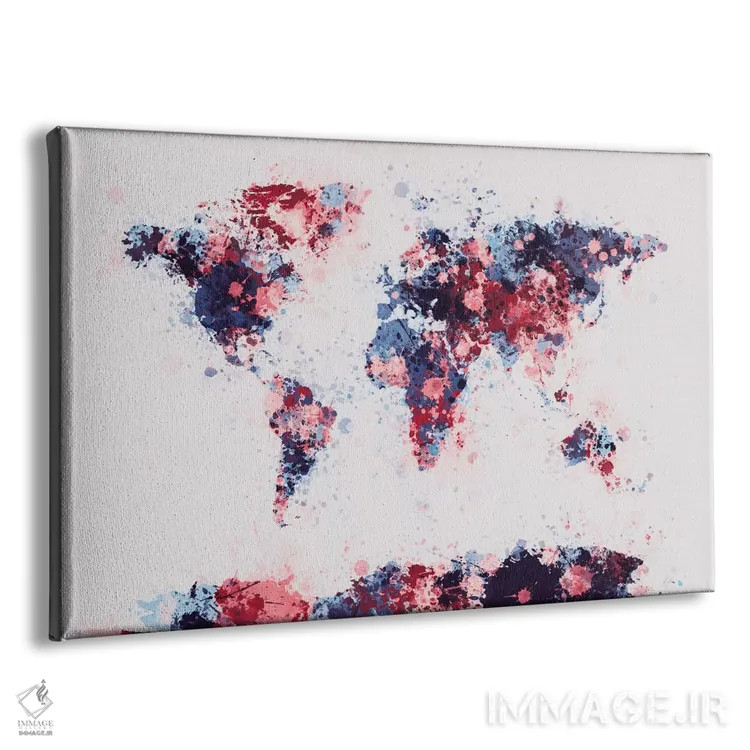 تابلو نقشهٔ جهان با قطرههای رنگ II اثر مایکل تامپست - نمای پرسپکتیو محصول