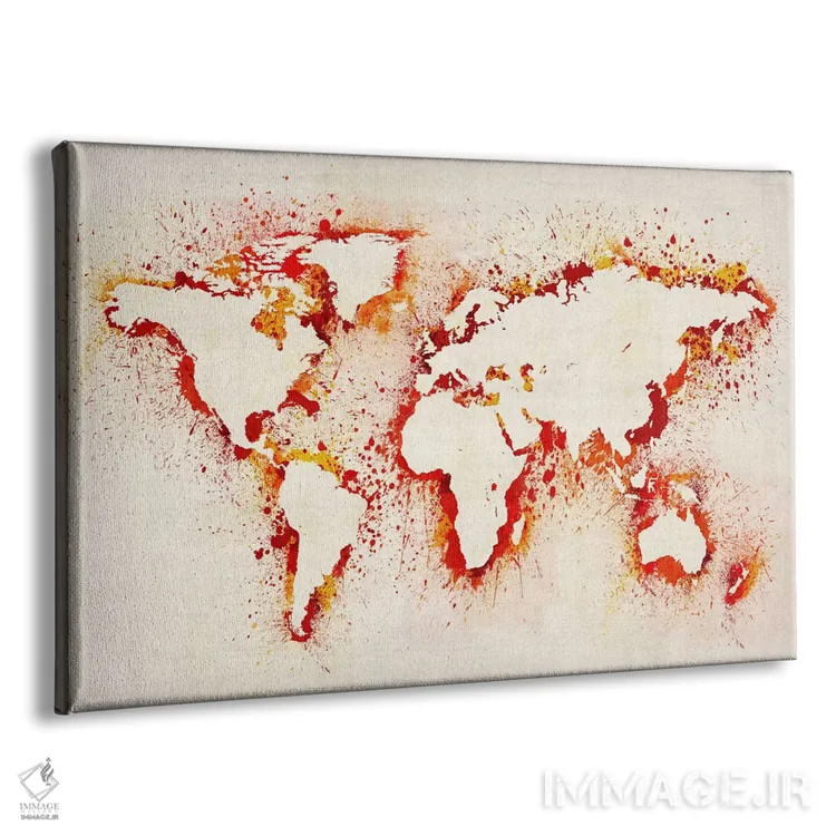 تابلو نقشهٔ جهان (بنفش) با پاشش رنگ II اثر مایکل تامپست - نمای پرسپکتیو محصول