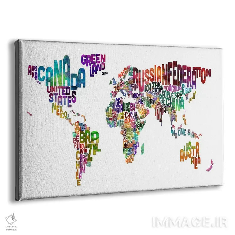 تابلو نقشهٔ تایپوگرافیک کشورهای جهان II اثر مایکل تامپست - نمای پرسپکتیو محصول