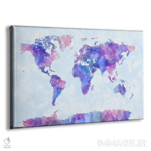 تابلو نقشهٔ جهان با پاشش رنگ V اثر مایکل تامپست - نمای پرسپکتیو محصول