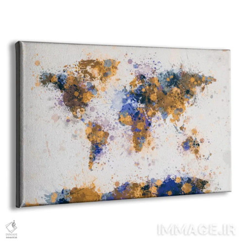 تابلو نقشهٔ جهان با قطرههای رنگ IV اثر مایکل تامپست - نمای پرسپکتیو محصول
