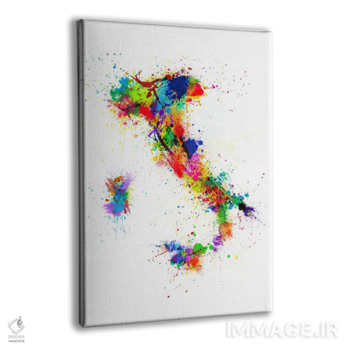 تابلو نقشهٔ ایتالیا با پاشش رنگ II اثر مایکل تامپست - نمای پرسپکتیو محصول