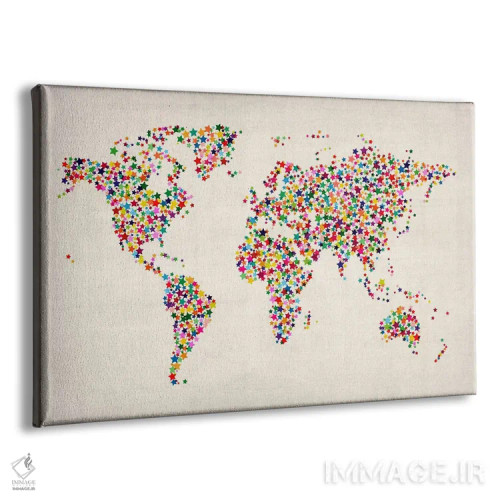 تابلو نقشهٔ جهان با ستارهها اثر مایکل تامپست - نمای پرسپکتیو محصول