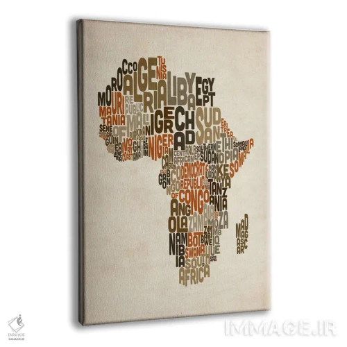 تابلو نقشهٔ تایپوگرافیک کشورهای آفریقا اثر مایکل تامپست - نمای پرسپکتیو محصول