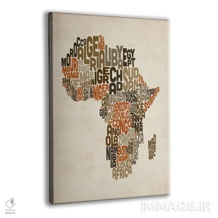 تابلو نقشهٔ تایپوگرافیک کشورهای آفریقا اثر مایکل تامپست - نمای پرسپکتیو محصول