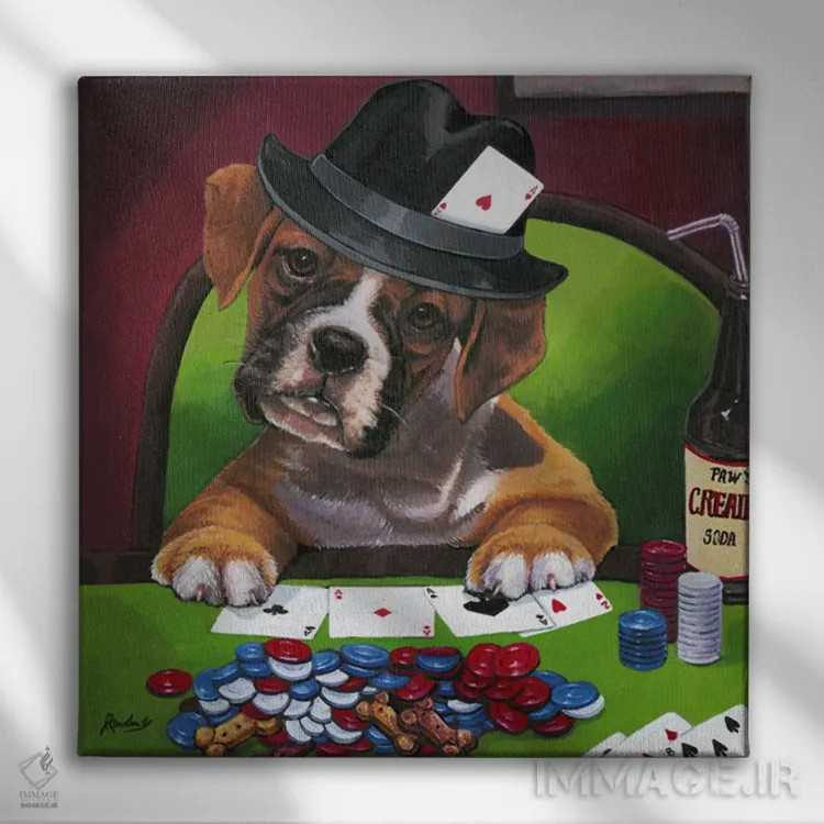 تابلو سگهای پوکر اثر جنی نیولند اثر جنی نیولند - نمای روبهرو روی دیوار