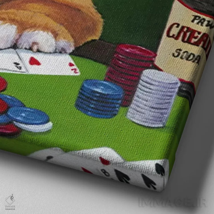 تابلو سگهای پوکر اثر جنی نیولند اثر جنی نیولند - نمای نزدیک بافت بوم