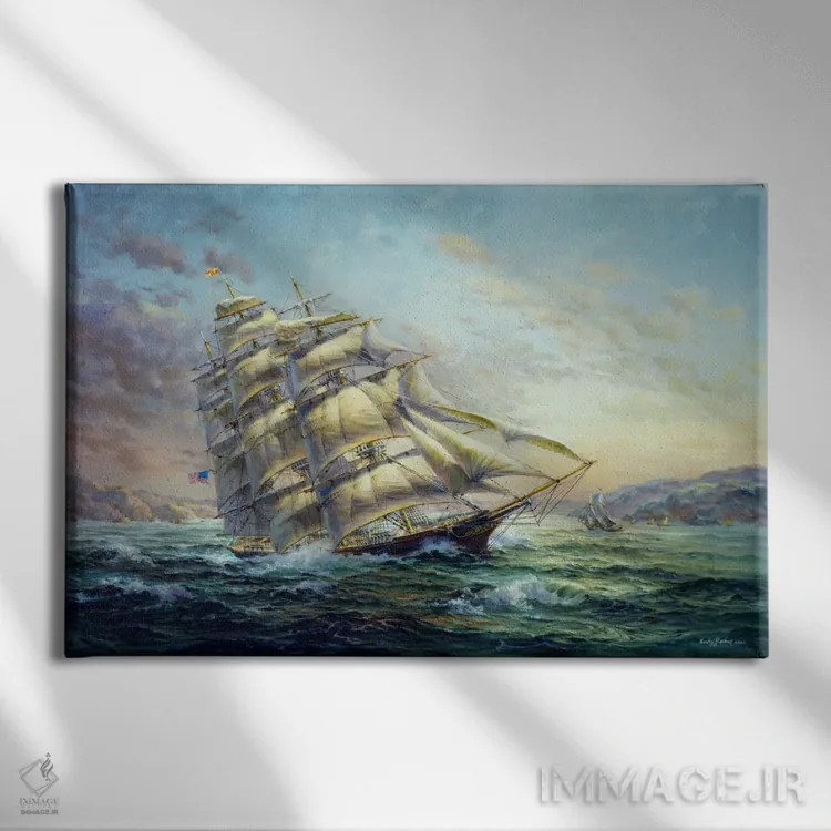 تابلو کشتی بادبانی کلیپر، سورپرایز اثر نیکی بومه - نمای روبهرو روی دیوار