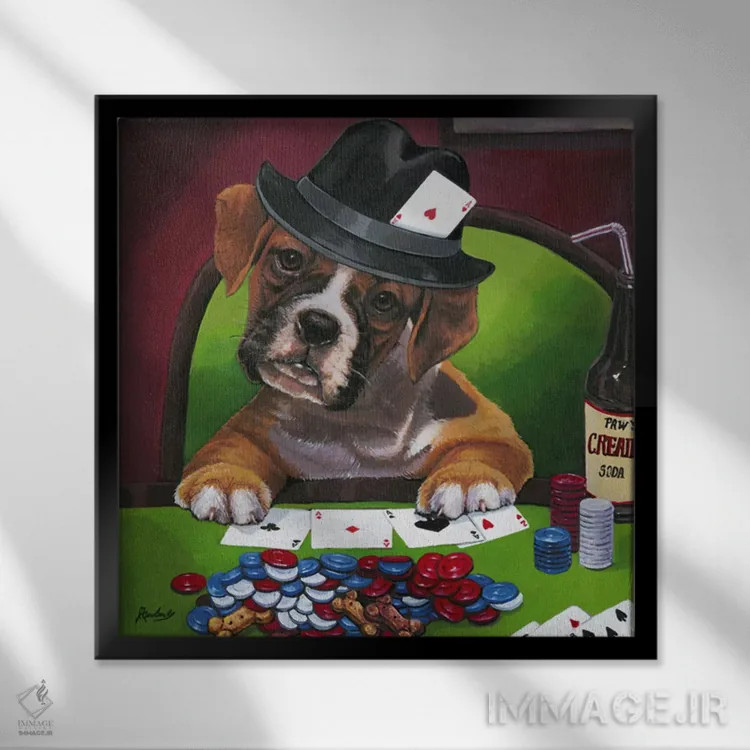 تابلو سگهای پوکر اثر جنی نیولند اثر جنی نیولند - نمای قابدار مشکی