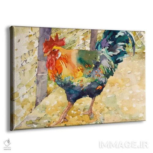 تابلو خروس رنگارنگ اثر آنلاین بوکنکمپ - نمای پرسپکتیو محصول