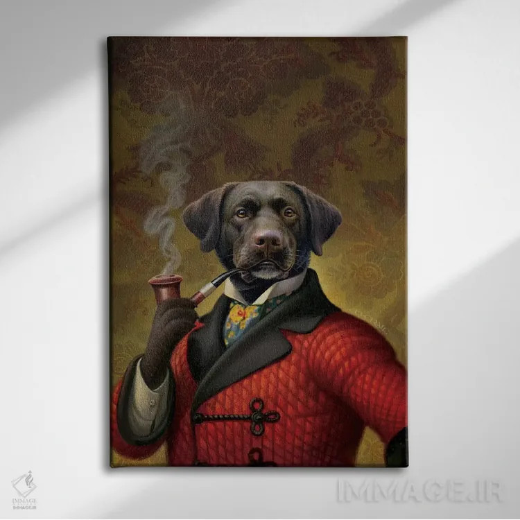 تابلو کلاه قرمز (سگ) اثر دن کریگ - نمای روبهرو روی دیوار