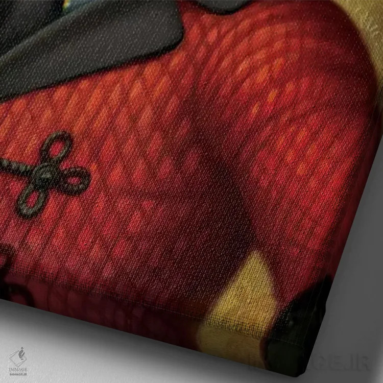 تابلو کلاه قرمز (سگ) اثر دن کریگ - نمای نزدیک بافت بوم