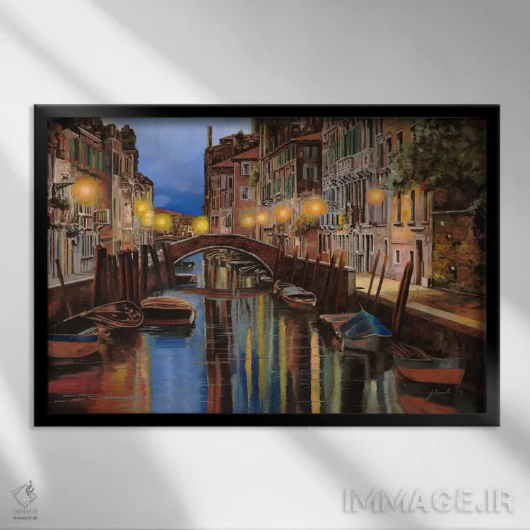 تابلو آلبا در ونیز (طلوع آفتاب در ونیز) اثر گویدو بورلی - نمای قابدار مشکی