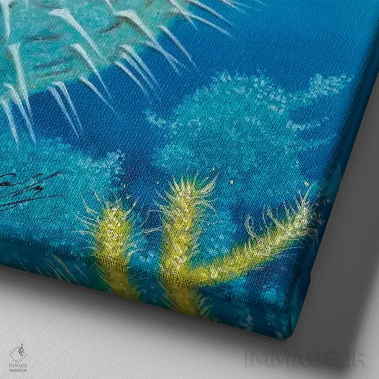 تابلو ماهی بادکنکی اثر دوروود کافی - نمای نزدیک بافت بوم