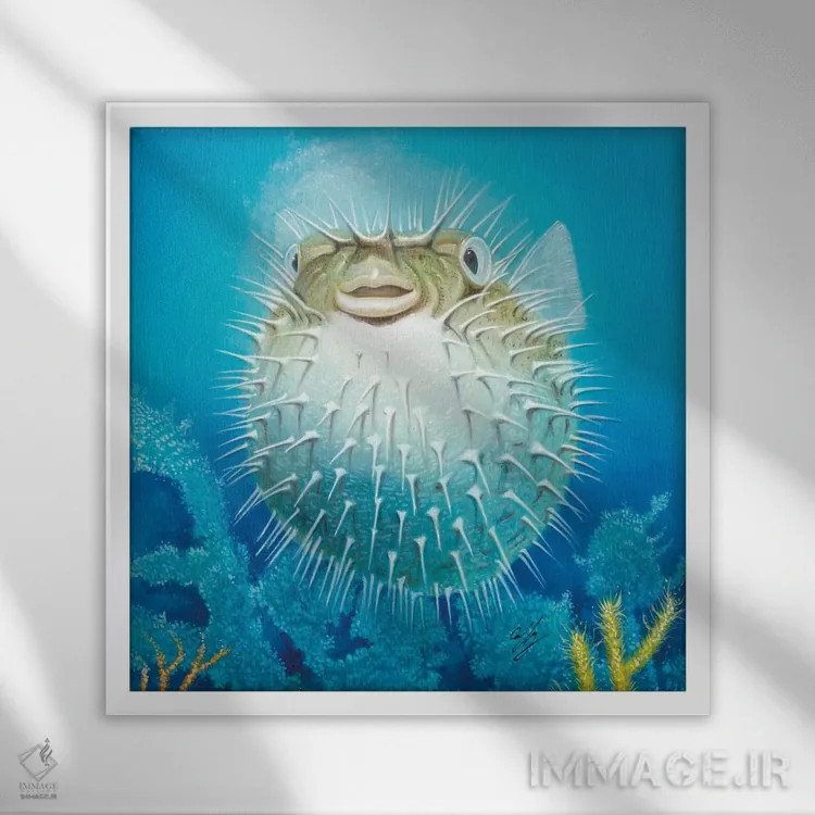 تابلو ماهی بادکنکی اثر دوروود کافی - نمای قابدار سفید
