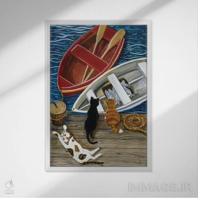 تابلو صیاد روز اثر یان پانیکو - نمای قابدار سفید