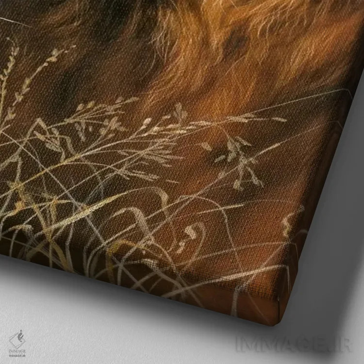 تابلو شیر و ببر اثر هارو ماس - نمای نزدیک بافت بوم