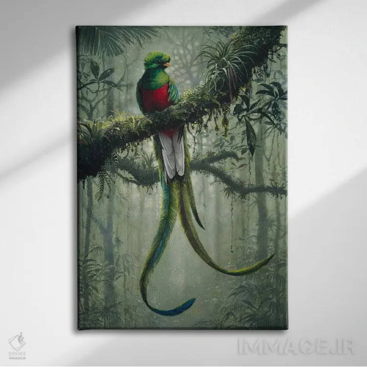 تابلو کتزال باشکوه ۲ (نوع پرنده) اثر هارو ماس - نمای روبهرو روی دیوار