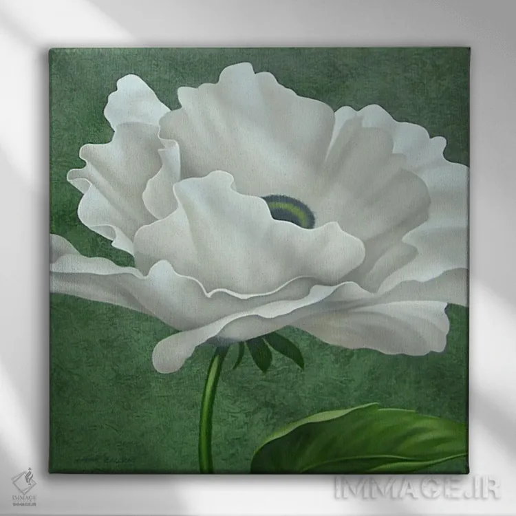 تابلو شقایق سفید اثر جان زاکئو - نمای روبهرو روی دیوار