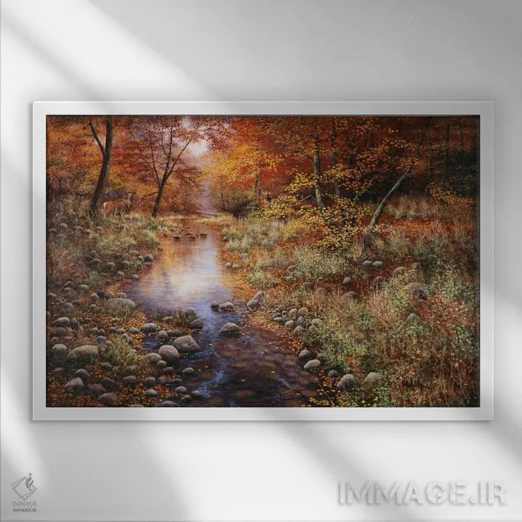 تابلو طلای پاییزی اثر بیل ماکینسون - نمای قابدار سفید