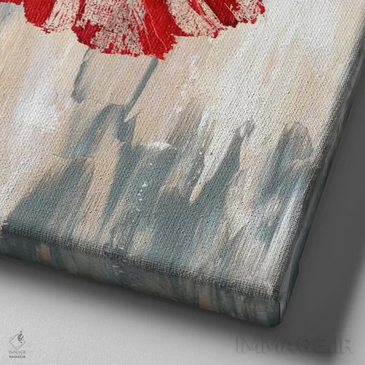 تابلو شقایقهای قرمز II - نمای نزدیک بافت بوم