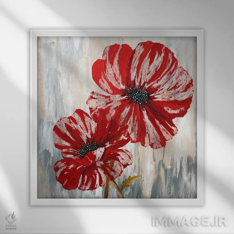 تابلو شقایقهای قرمز II - نمای قابدار سفید