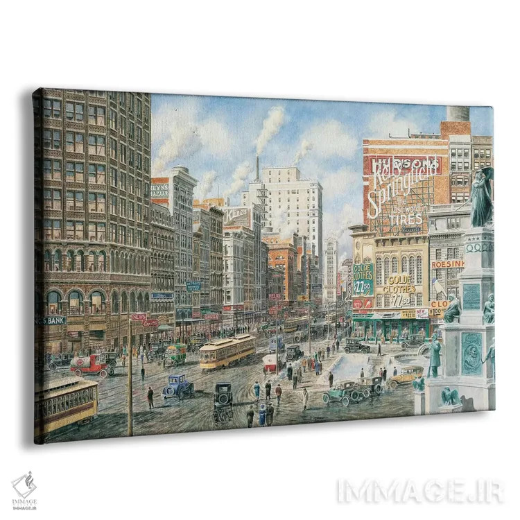 تابلو دیترویت؛ نمای شمالی خیابان وودوارد اثر استانتون منولاکاس - نمای پرسپکتیو محصول
