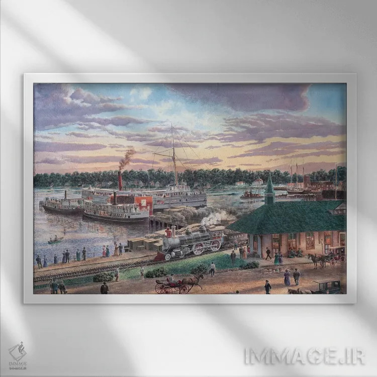 تابلو هاربر اسپرینگز، میشیگان (نام مکان) اثر استانتون منولاکاس - نمای قابدار سفید