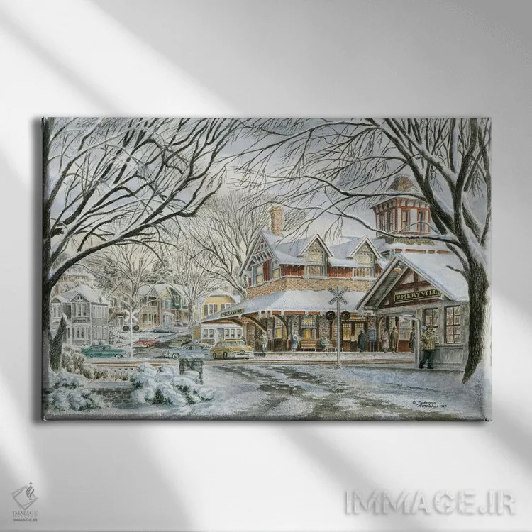 تابلو انتظار برای ساعت ۴:۱۵ اثر استانتون منولاکاس - نمای روبهرو روی دیوار