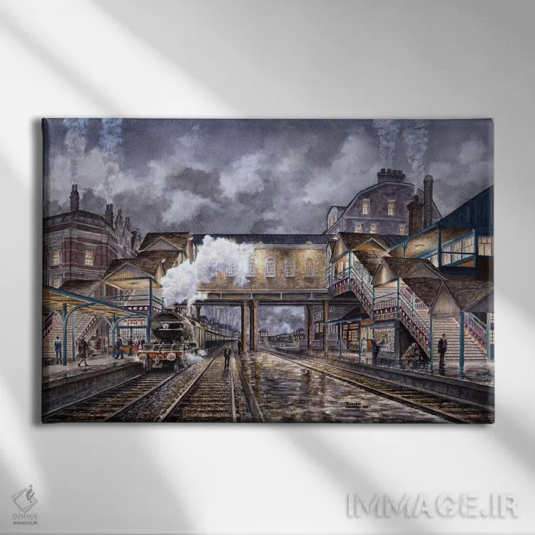 تابلو قطار شبانه به اباوربرو اثر استانتون منولاکاس - نمای روبهرو روی دیوار
