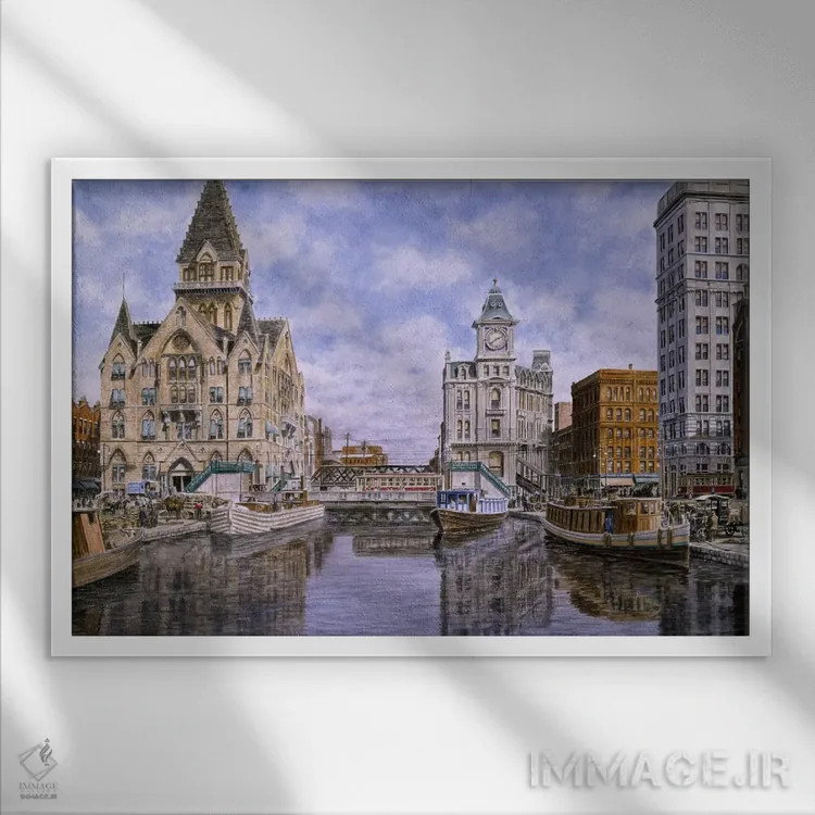 تابلو میدان دویت کلینتون، حدود ۱۹۰۷، سیراکیوس، نیویورک اثر استانتون منولاکاس - نمای قابدار سفید