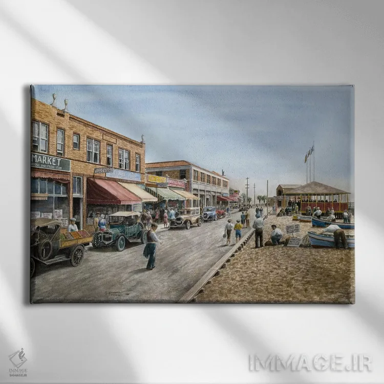 تابلو نیوپورت بیچ، کالیفرنیا (نام مکان) اثر استانتون منولاکاس - نمای روبهرو روی دیوار