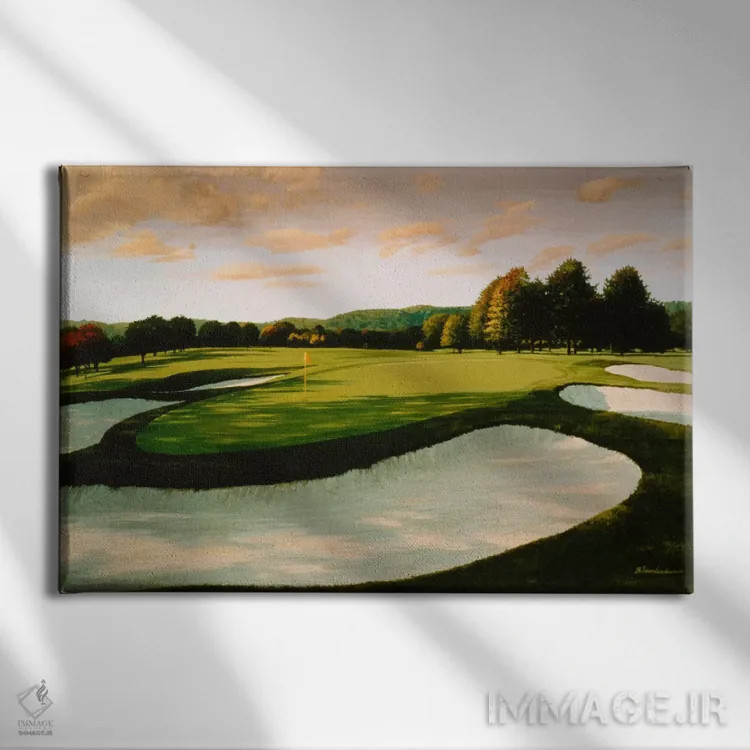تابلو زمین گلف شماره ۸ اثر ویلیام واندر داسون - نمای روبهرو روی دیوار